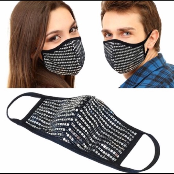‼️ Black Silver Sequin Protective Face Mask - Picture 3 of 3